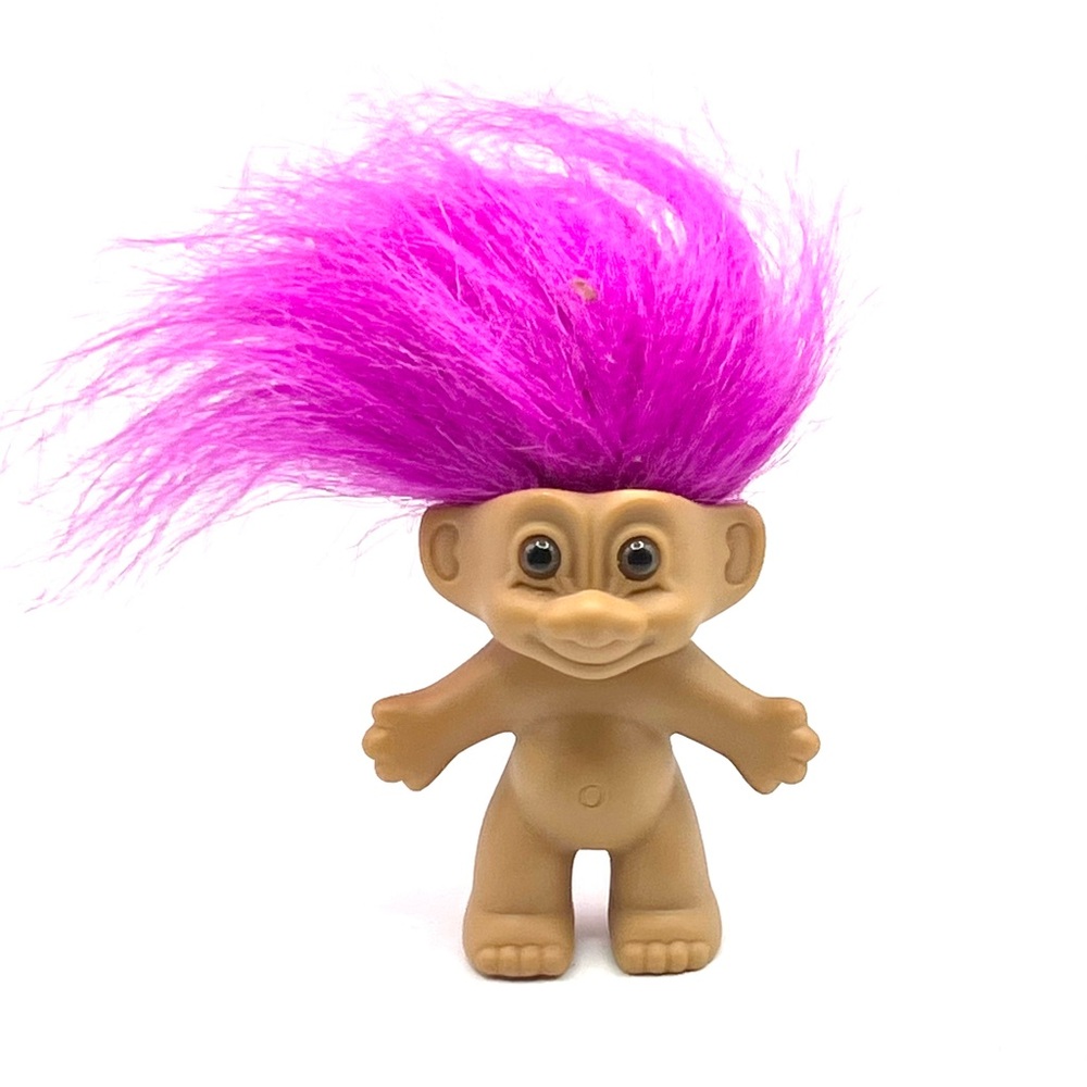 Vintage Russ Classic Troll Doll with Bright Pink Hair